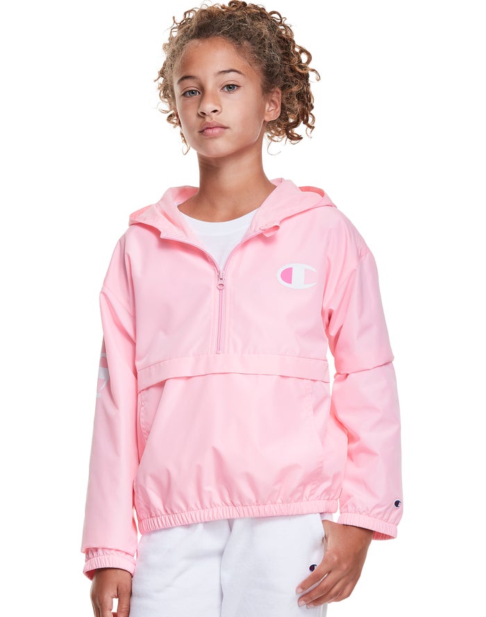 Champion Girls Jackets NZ - Windbreaker C Logo Pink ( 7142-ZCTXY )